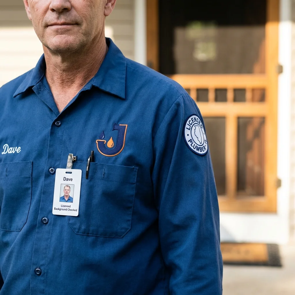 Licensed plumber showing ID badge in South Pasadena, CA