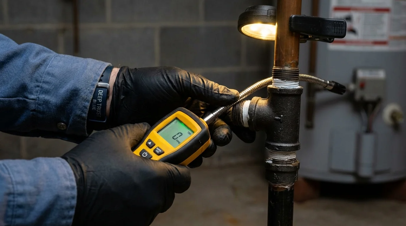 Gas leak detection with electronic sniffer by Johns Plumbing LLC in South Pasadena