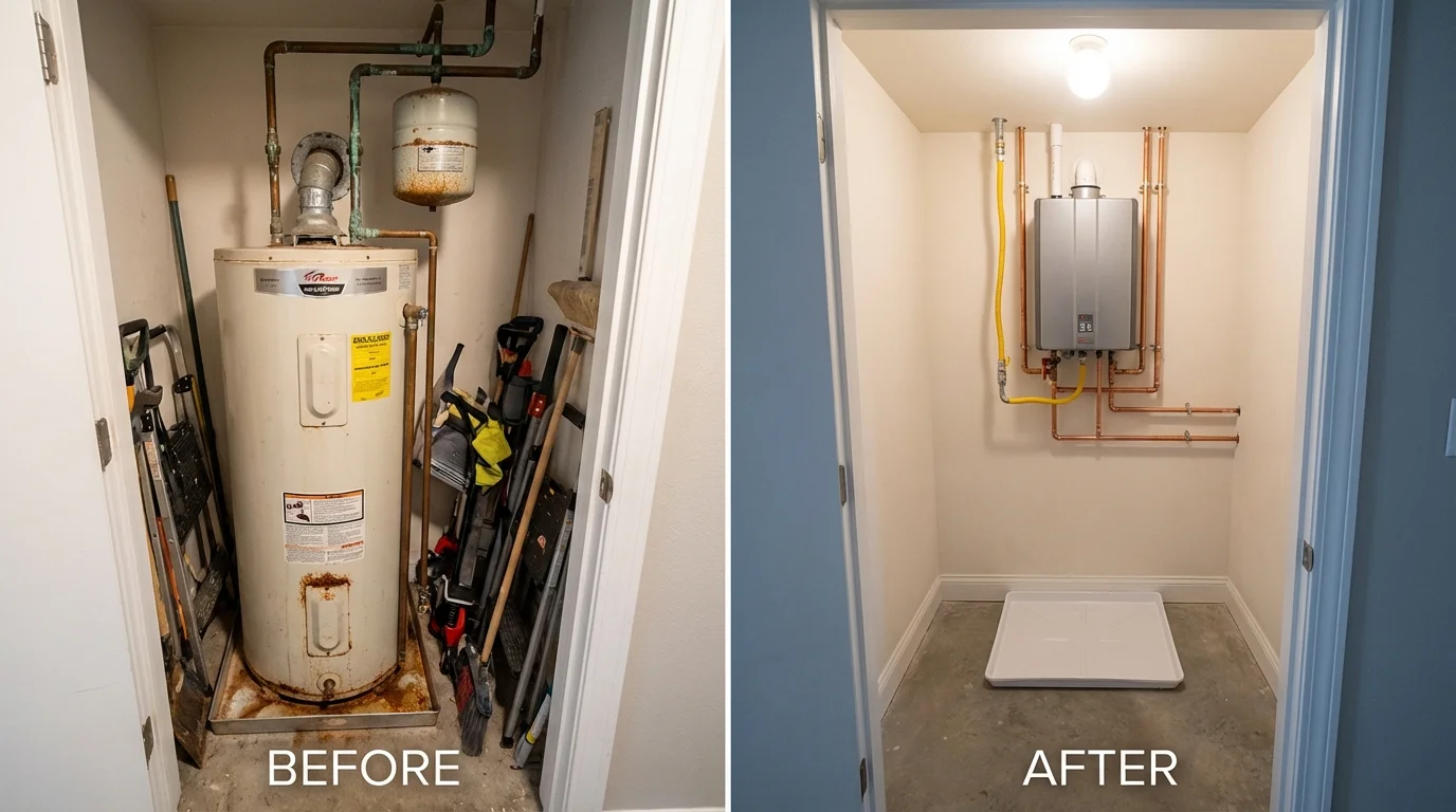 Tank water heater versus wall-mounted tankless unit comparison for South Pasadena, CA homeowners