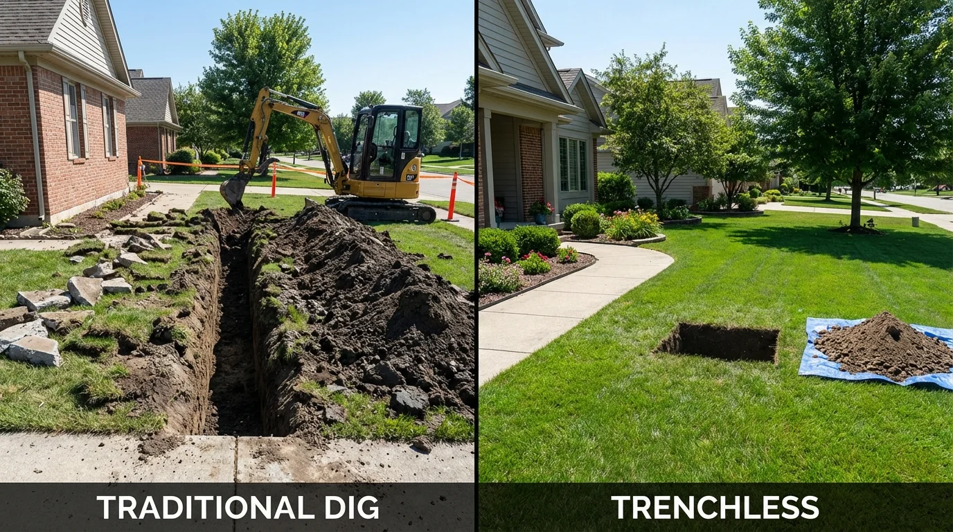 Trenchless sewer repair with minimal yard damage versus traditional excavation in South Pasadena, CA